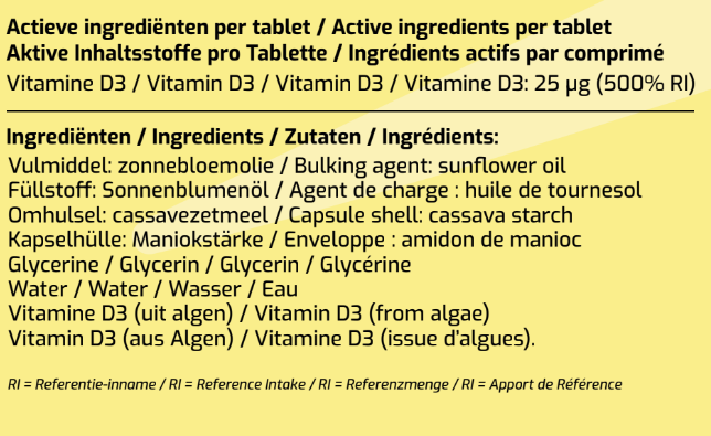 Vitamine D3 - 25 µg - 60 tabletten