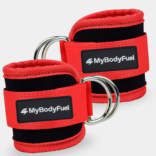 Rode MyBodyFuel ankle straps – set van 2 neopreen enkelbanden met dubbele stalen D‑ringen