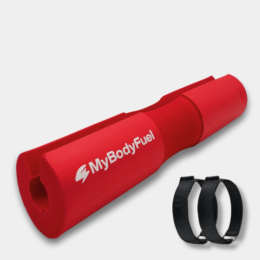 Rode barbell pad met klittenband straps – MyBodyFuel hip thrust kussen