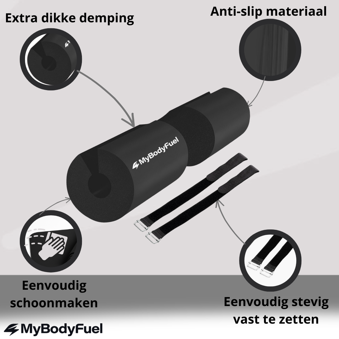 Barbell pad met extra dikke demping, anti-slip materiaal en verstelbare straps – squat kussen MyBodyFuel
