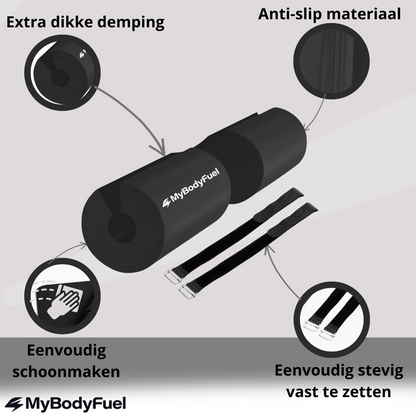 Barbell pad met extra dikke demping, anti-slip materiaal en verstelbare straps – squat kussen MyBodyFuel
