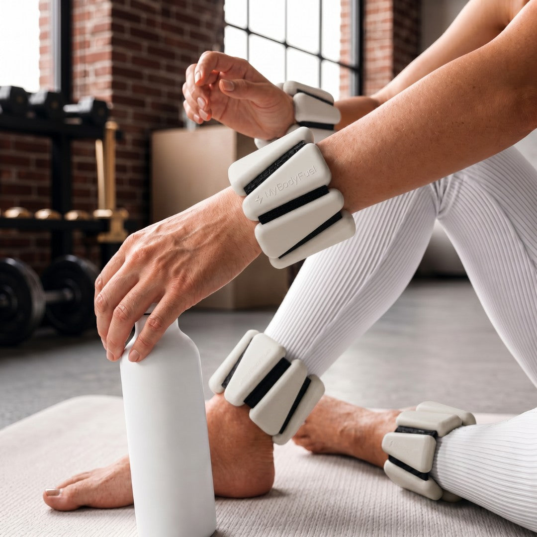 Beige enkel en pols gewichten yoga