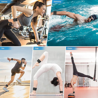 Enkel- en polsgewichten in gebruik bij hardlopen, yoga, pilates, fitness en zwemmen – MyBodyFuel ankle en wrist weights