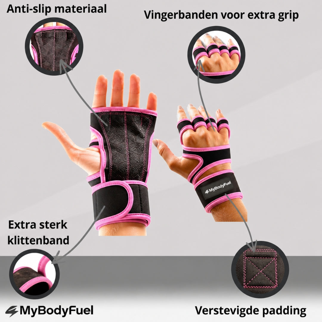 Fitness Grip Handschoenen - Roze