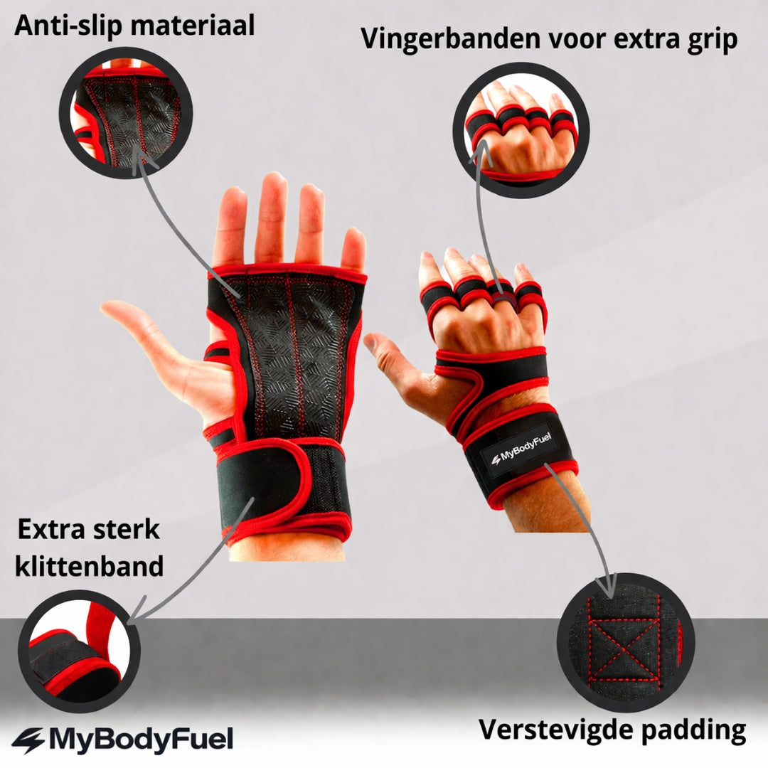 Fitness Grip Handschoenen - Rood