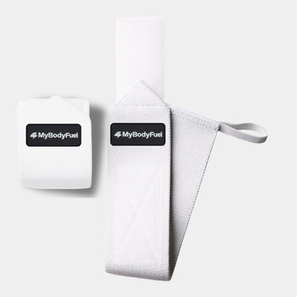 MyBodyFuel wrist wraps wit – set van 2 polsbandages voor fitness, krachttraining en gewichtheffen – stevige steun en grip