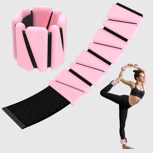 Roze MyBodyFuel enkel- en polsgewichten – verstelbare ankle en wrist weights voor yoga en fitness