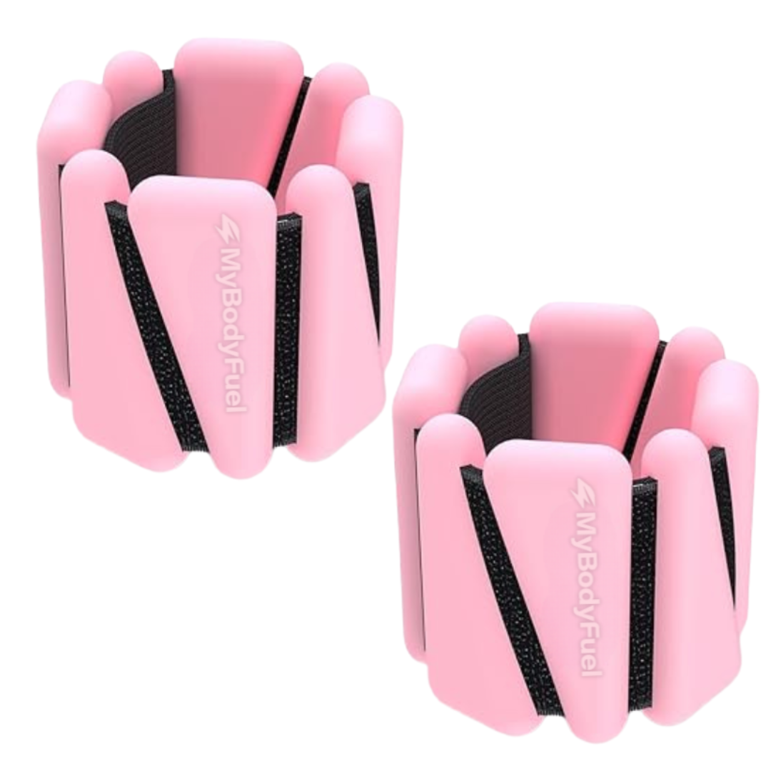 Set van 2 Roze enkelgewichten en polsgewichten – siliconen ankle en wrist weights van MyBodyFuel