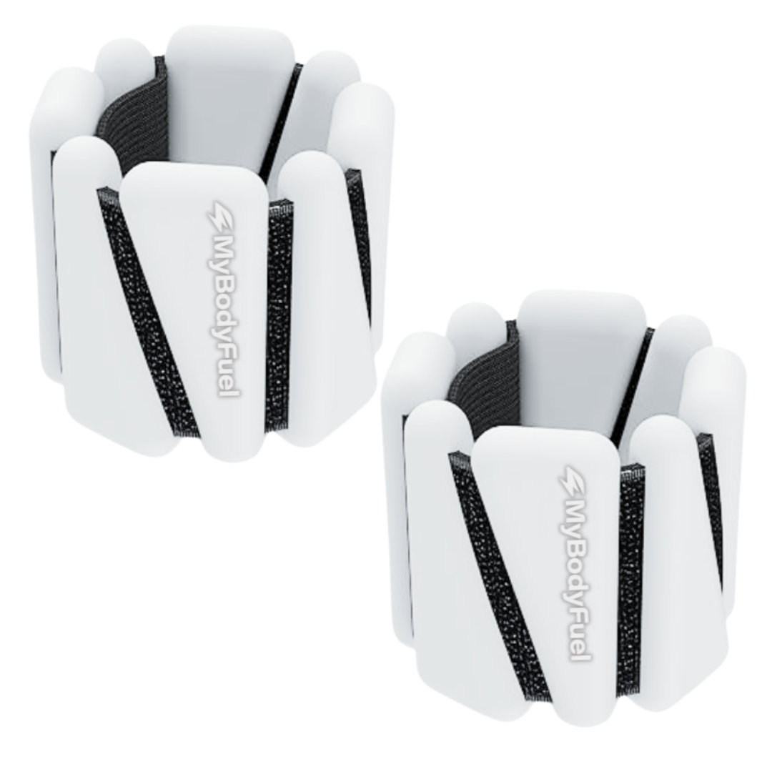 Set van 2 witte enkelgewichten en polsgewichten – siliconen ankle en wrist weights van MyBodyFuel