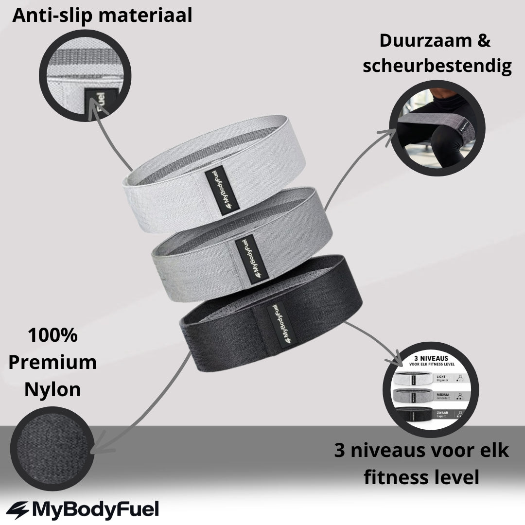 Resistance bands Nylon - Wit | Grijs | Zwart