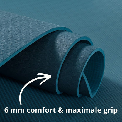 yoga mat blauw 6mm