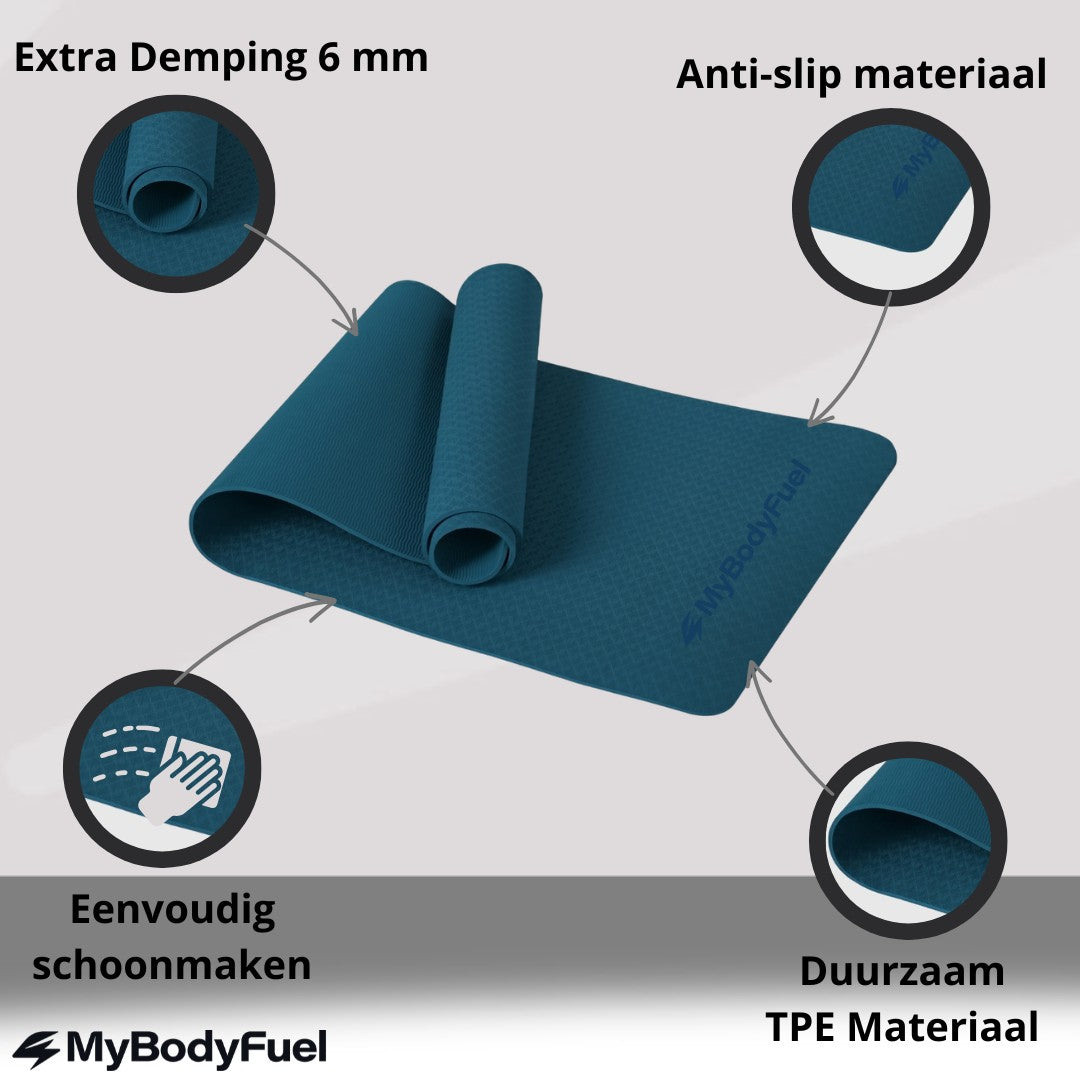 yoga mat blauw antislip