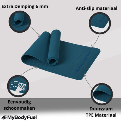yoga mat blauw antislip