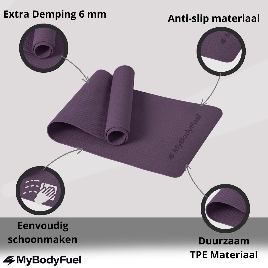 yoga mat paars antislip