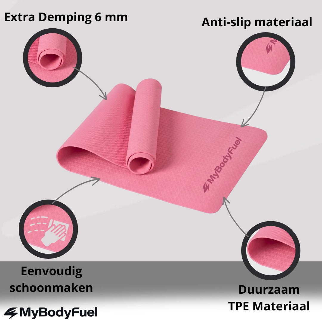 yoga mat roze antislip
