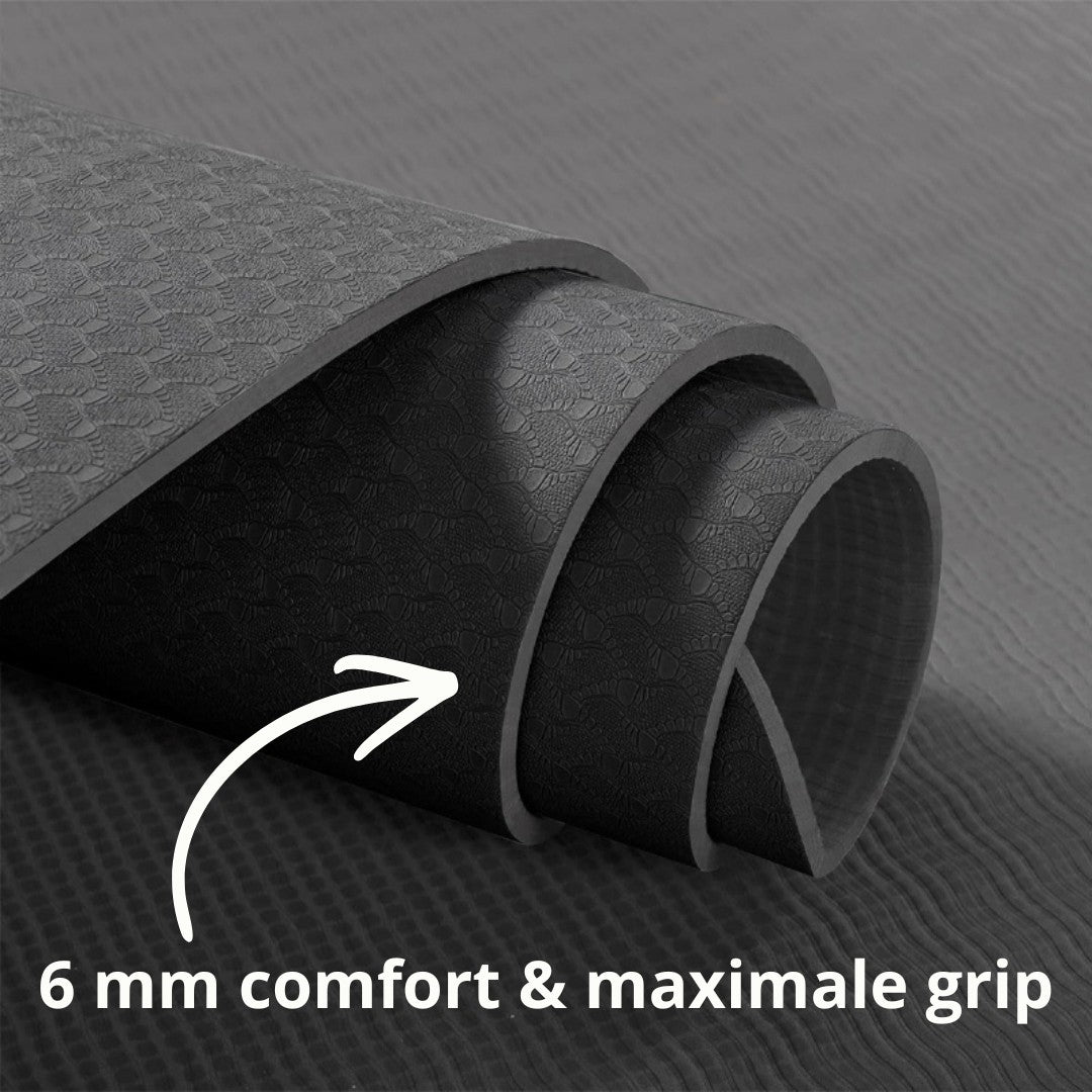 yoga mat zwart 6mm