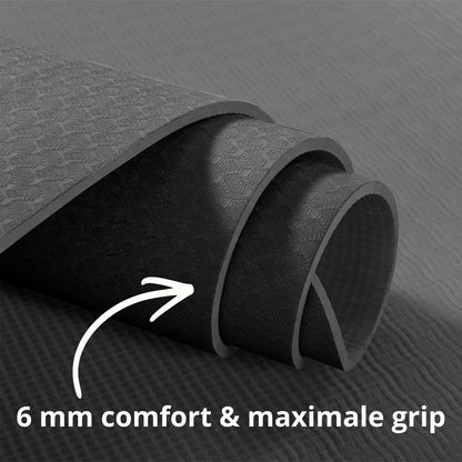 yoga mat zwart 6mm