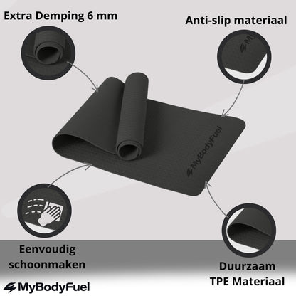 yoga mat zwart antislip